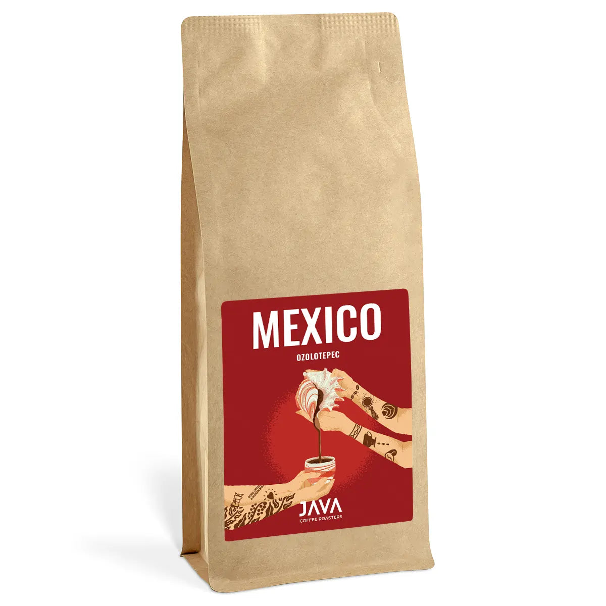 JAVA Coffee Roasters Mexico Ozolotepec – kawa specialty ziarnista 1 kg, opakowanie kraftowe na białym tle