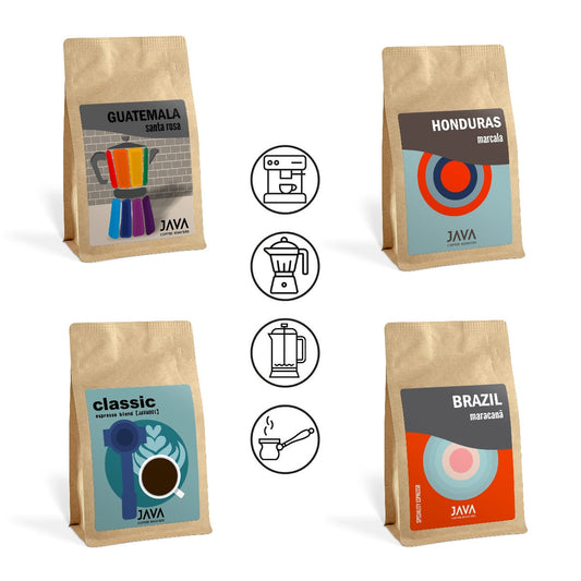 Zestaw kaw ziarnistych espresso JAVA Klasyki – 4 × 250 g