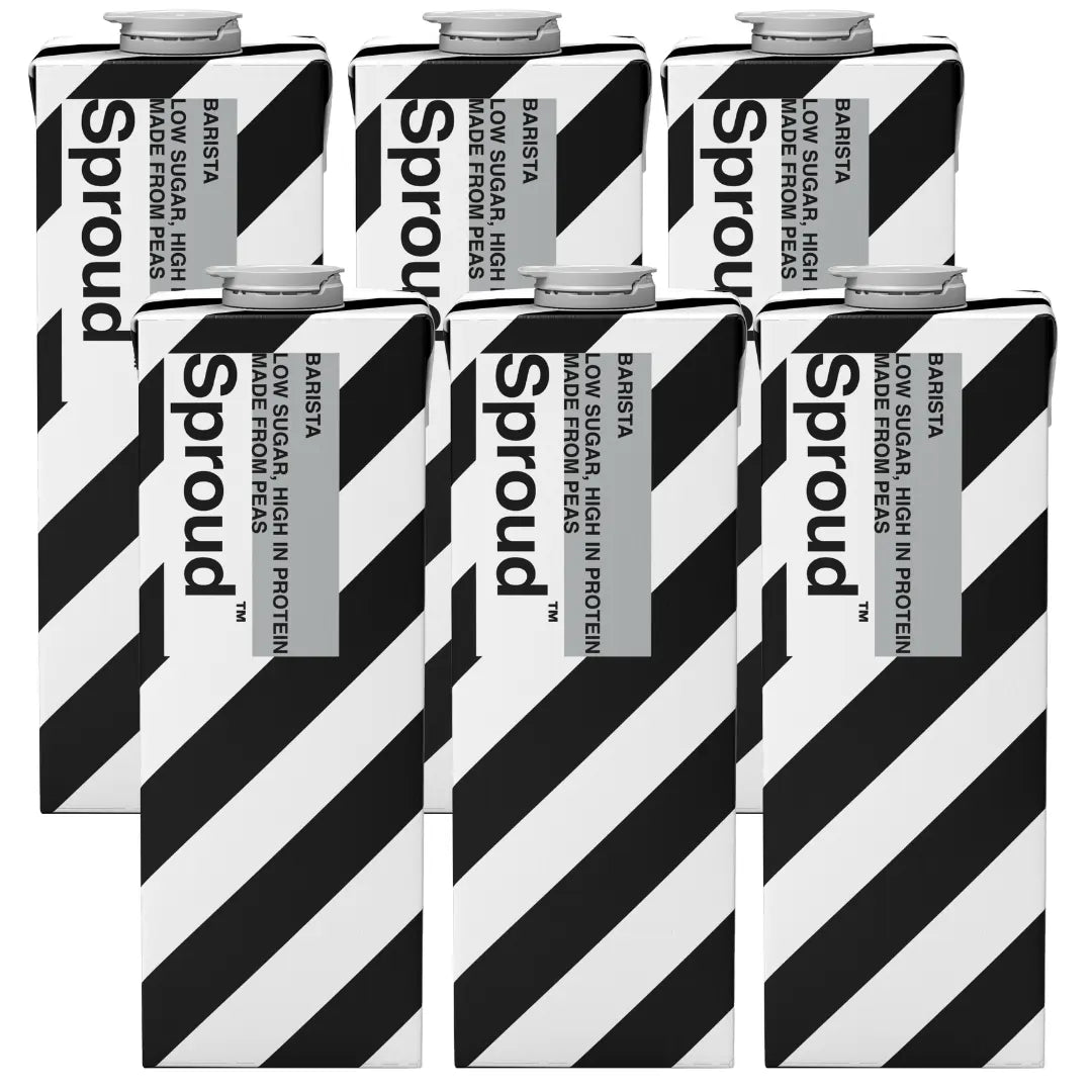 Sproud Barista 6×1L – napój roślinny z białka grochu do kawy. Doskonale się spienia, idealny do espresso i latte art. Oficjalny dystrybutor JAVA Coffee Polska.