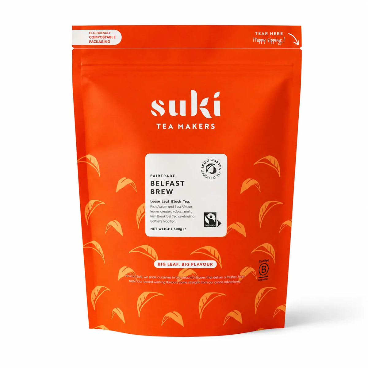 Suki Tea Belfast Brew Fairtrade 500 g – liściasta czarna herbata Assam i East African