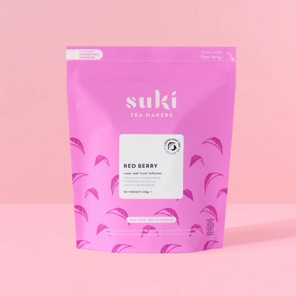 Herbata owocowa Suki Tea Red Berry 250 g – różowe opakowanie herbaty liściastej