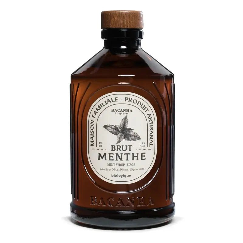 Syrop miętowy Bacanha Brut Menthe BIO 400 ml – ekologiczny francuski syrop z mięty w szklanej butelce